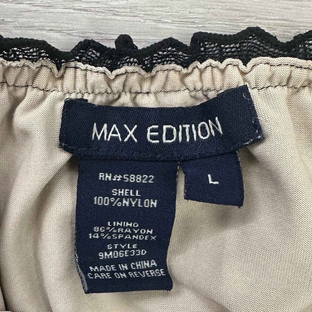 Max Edition Tan Top with Black Lace Size L - Picture 6 of 9